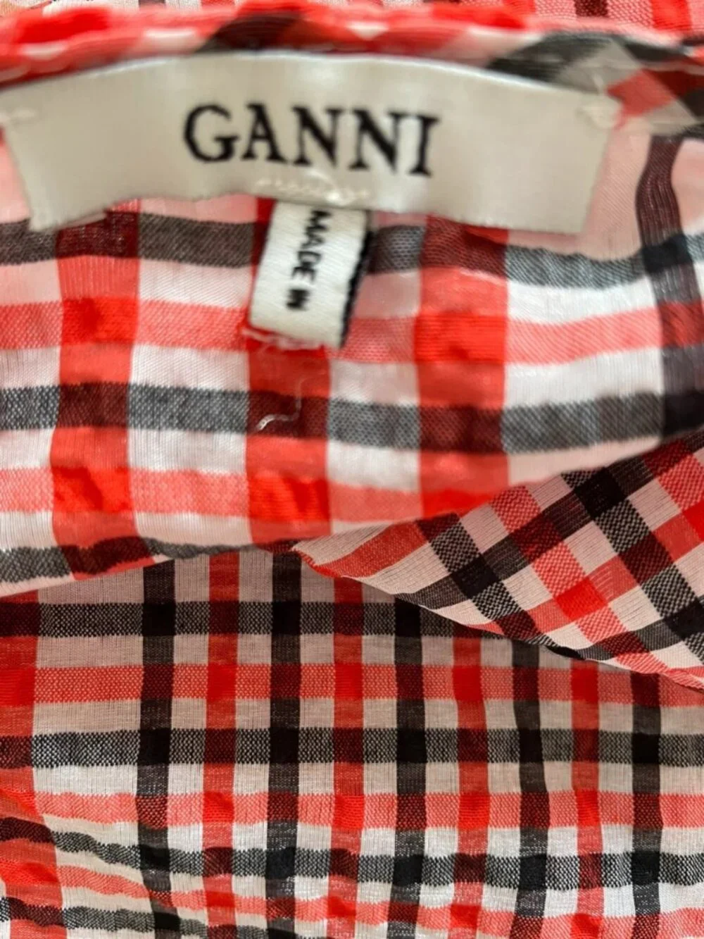 Ganni Charron Red Check Wrap Skirt Size XS